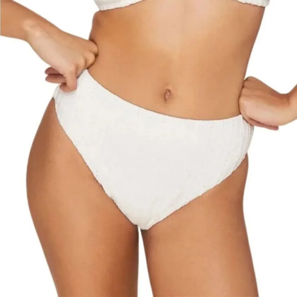 Andie Swim The 90s High Waisted Bottom Bikini Coconut Embroidered Size XS NWT - Picture 1 of 7